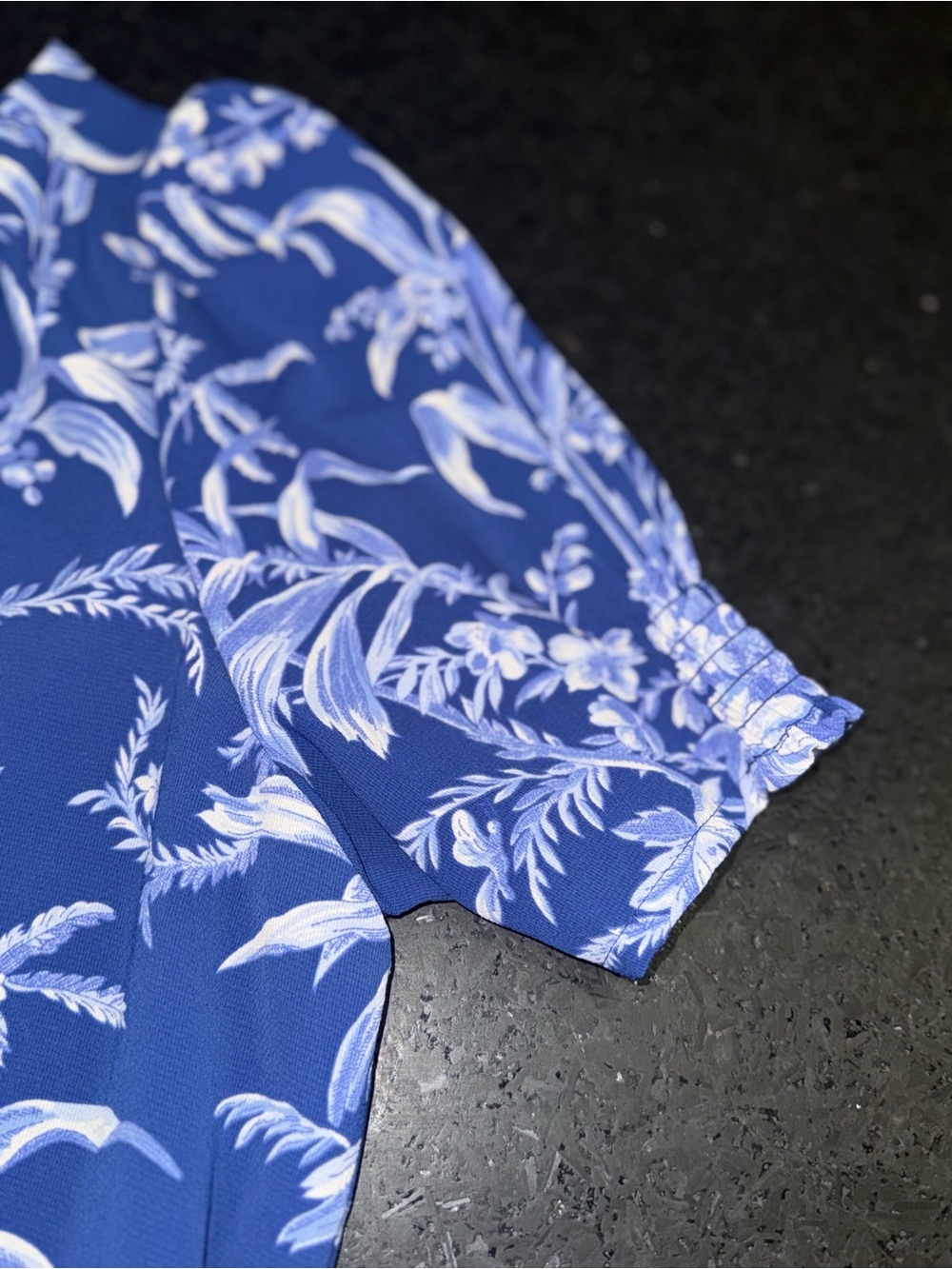NEW TALBOTS BELTED FIT & FLARE BLUE FLORAL SHORT SLEEVE V NECK MIDI DRESS SZ 12P - Picture 12 of 14
